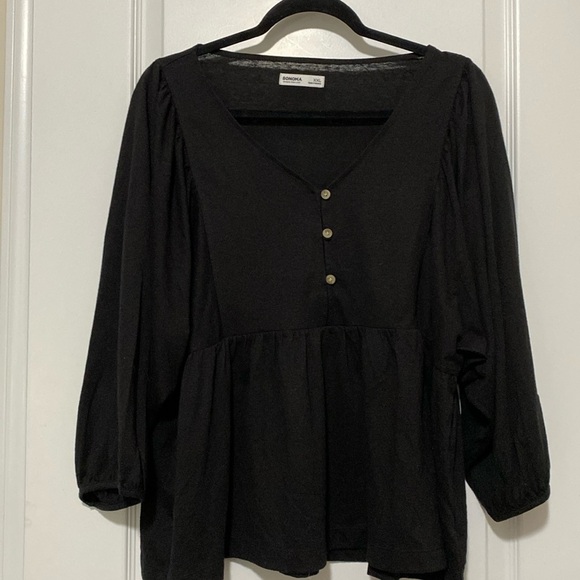 Sonoma Tops - Sonoma Oversized Black 3/4 Sleeve Top Sz XXL